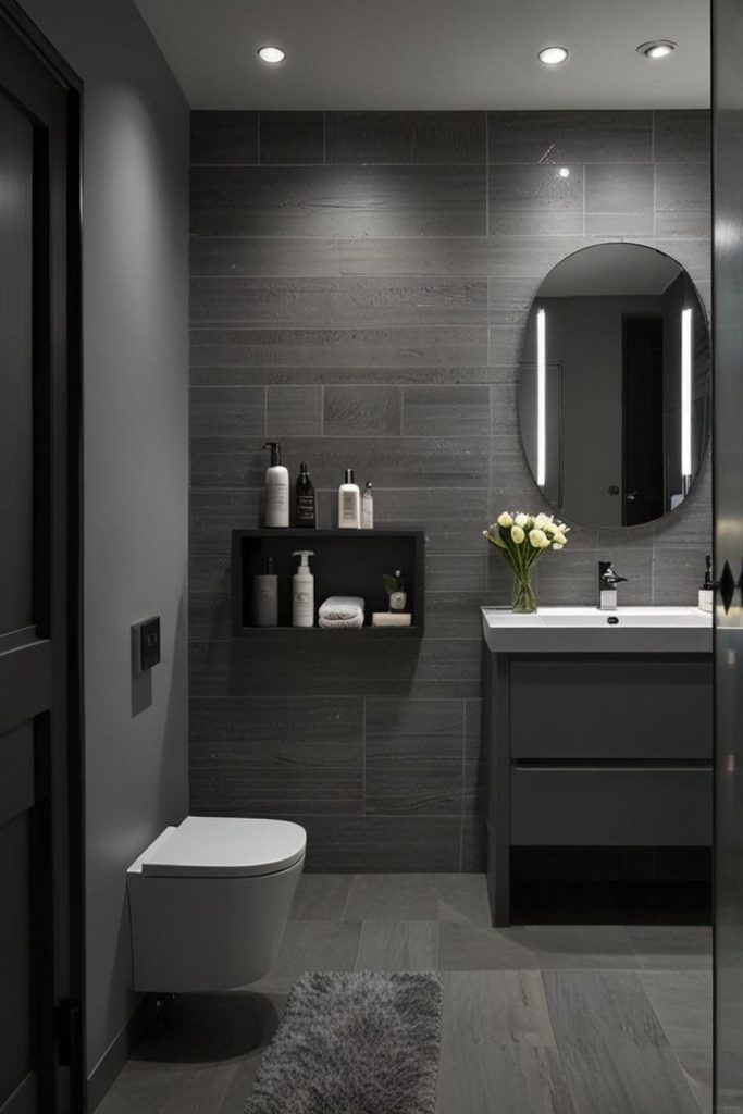 Sleek black and gray bathroom