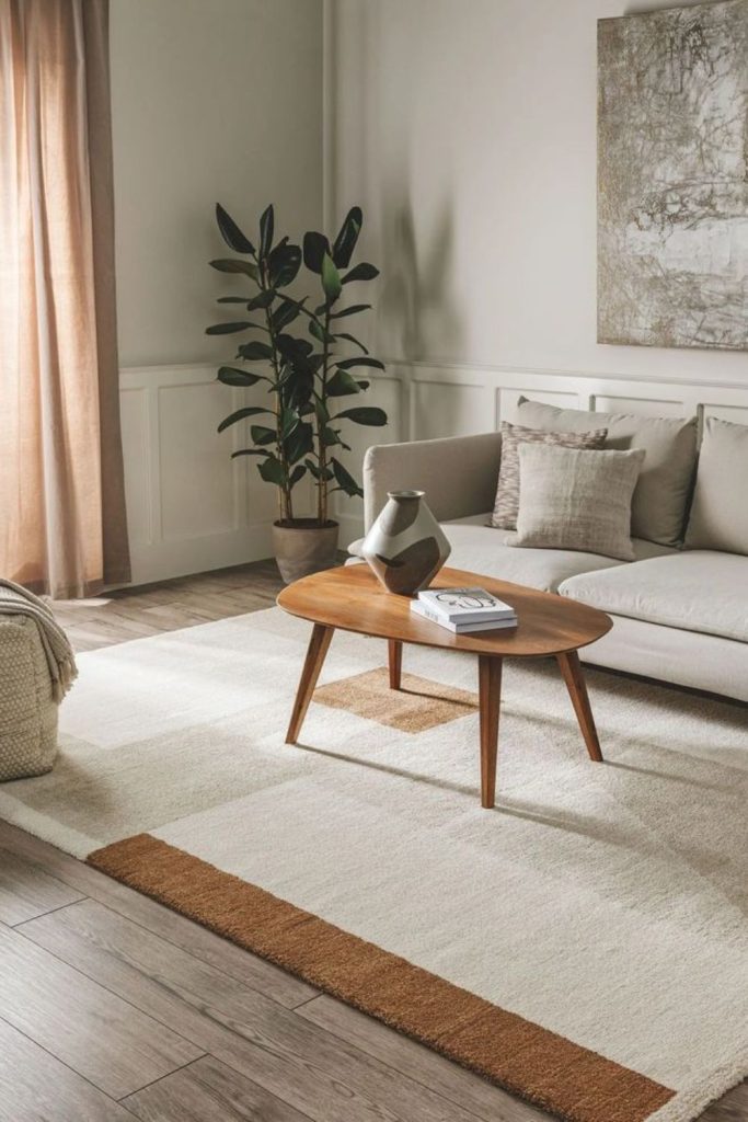Neutral rugs with casual seating