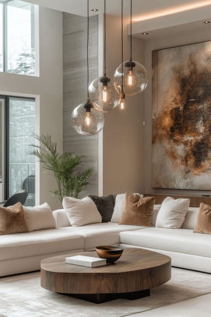 Elegant soft-toned living room interior.