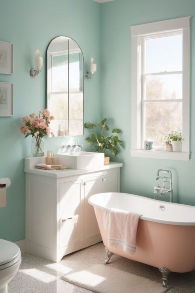 Pastel tones small bathroom interior