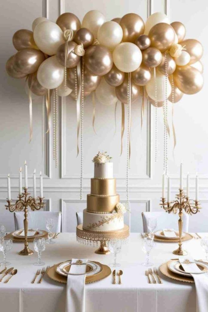 Luxurious champagne inspired decor setup