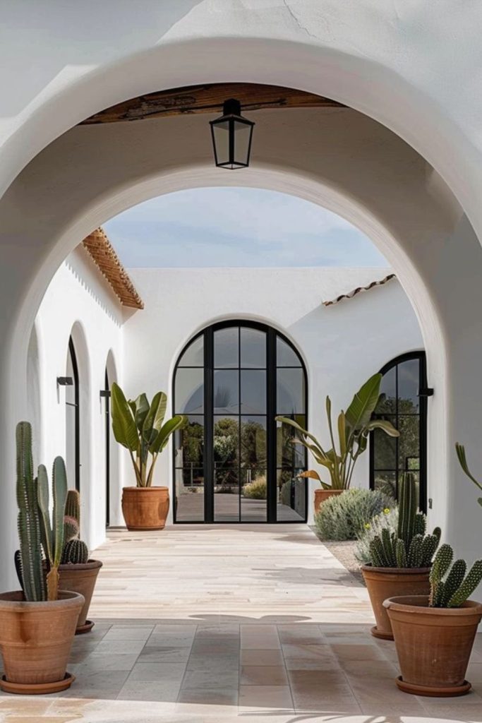 Arched villa with sunlit courtyards