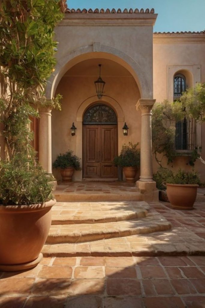 Terracotta villa atop sunlit cliffs