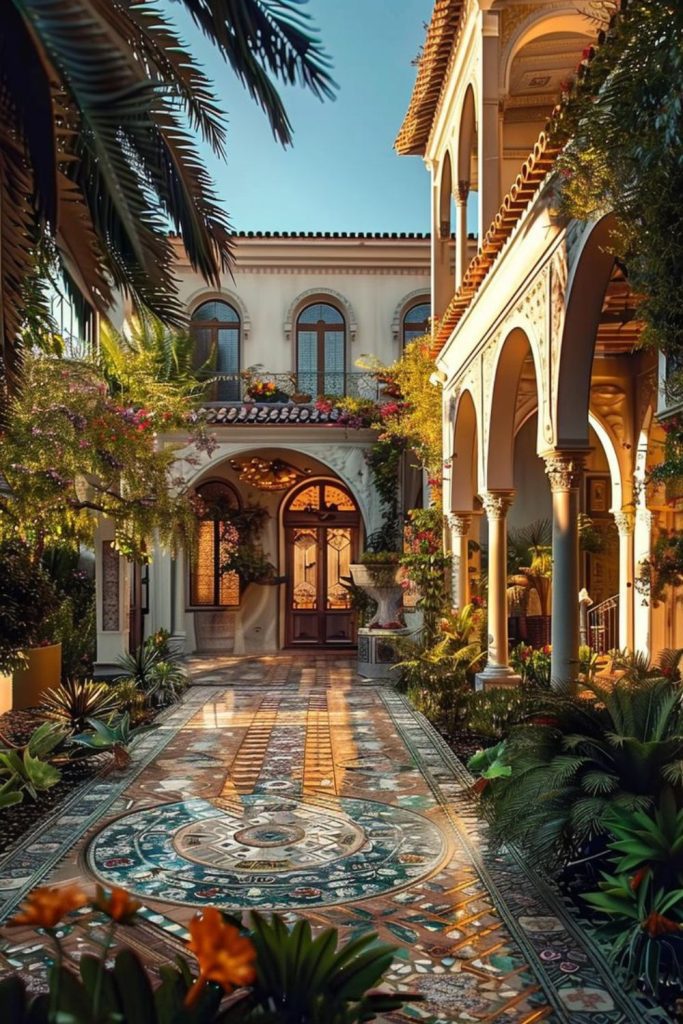 Maze-like villa with curling vines