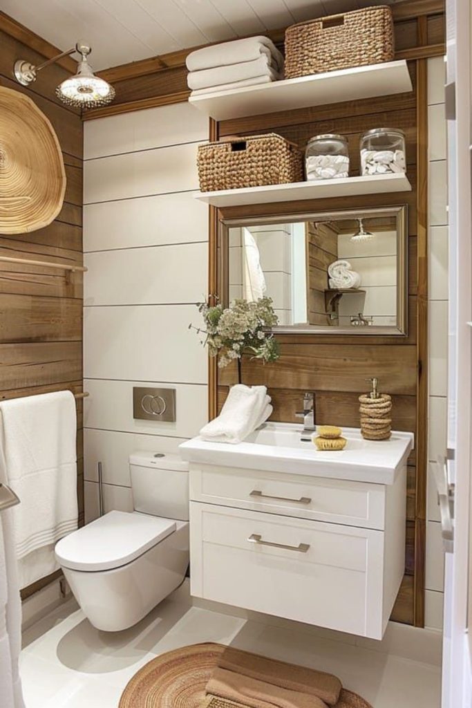 Antique style tiny bathroom decor