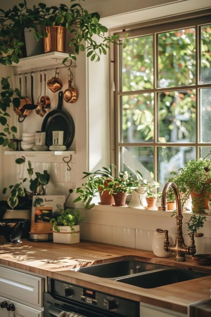 Indoor garden accent with window nook