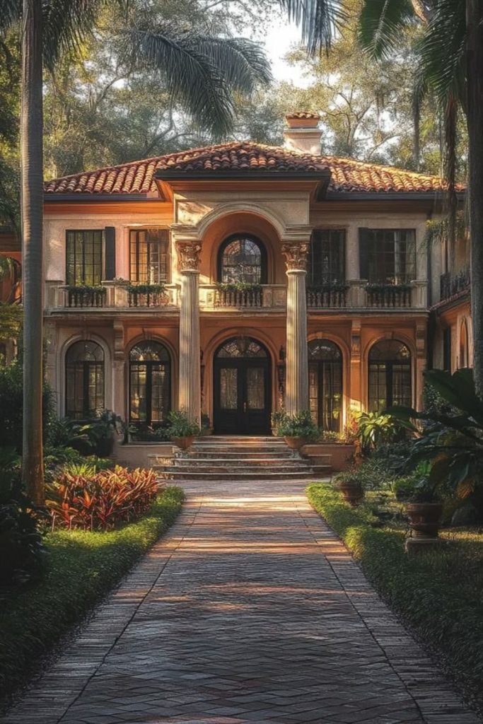 Cypress-shaded rustic Mediterranean manor