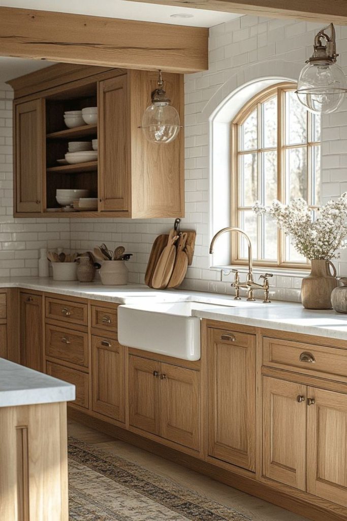 Wide oak planks with natural warm texture.