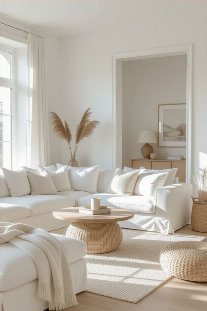 Airy white space with subtle accents