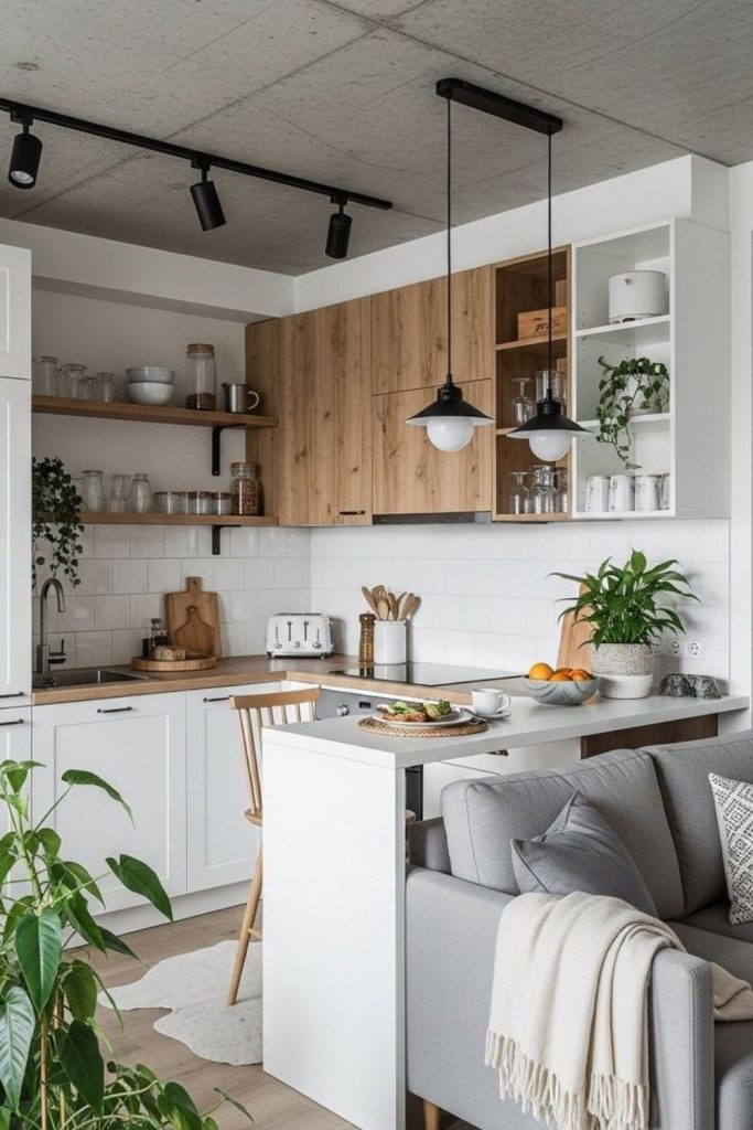 White brick open kitchen look