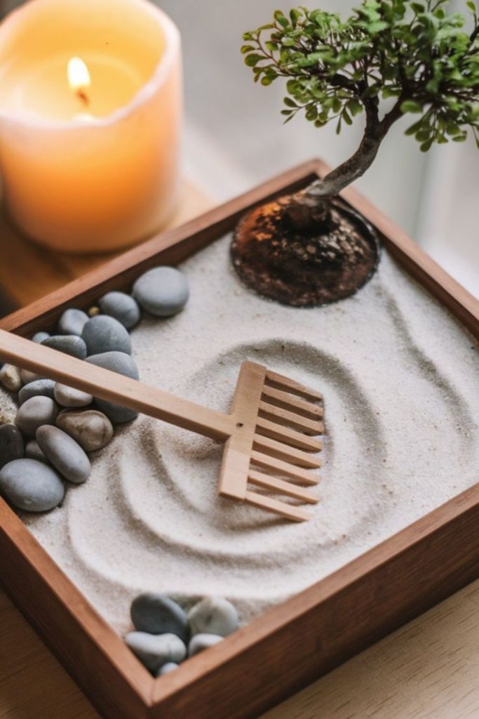 Mini tabletop garden promoting mindfulness calm