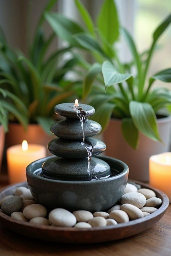 Small decor items boosting visual energy.