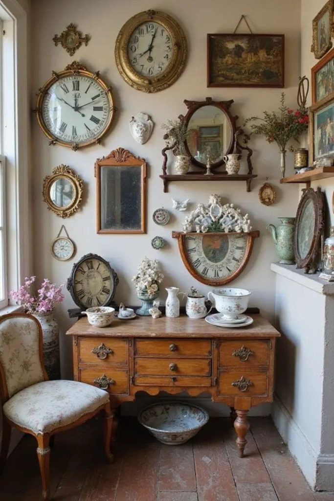 Vintage antique collectibles display room