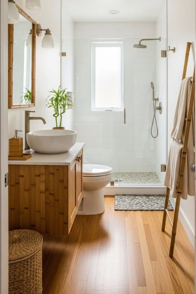 Golden bamboo planks with Zen vibes