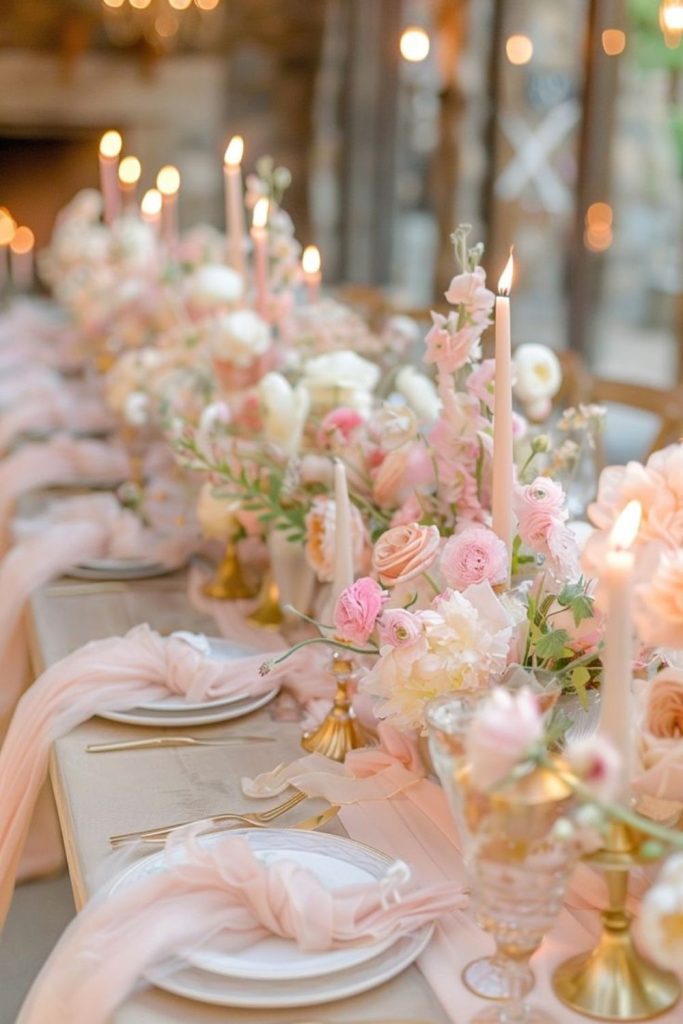 Ribbon cascade floral table