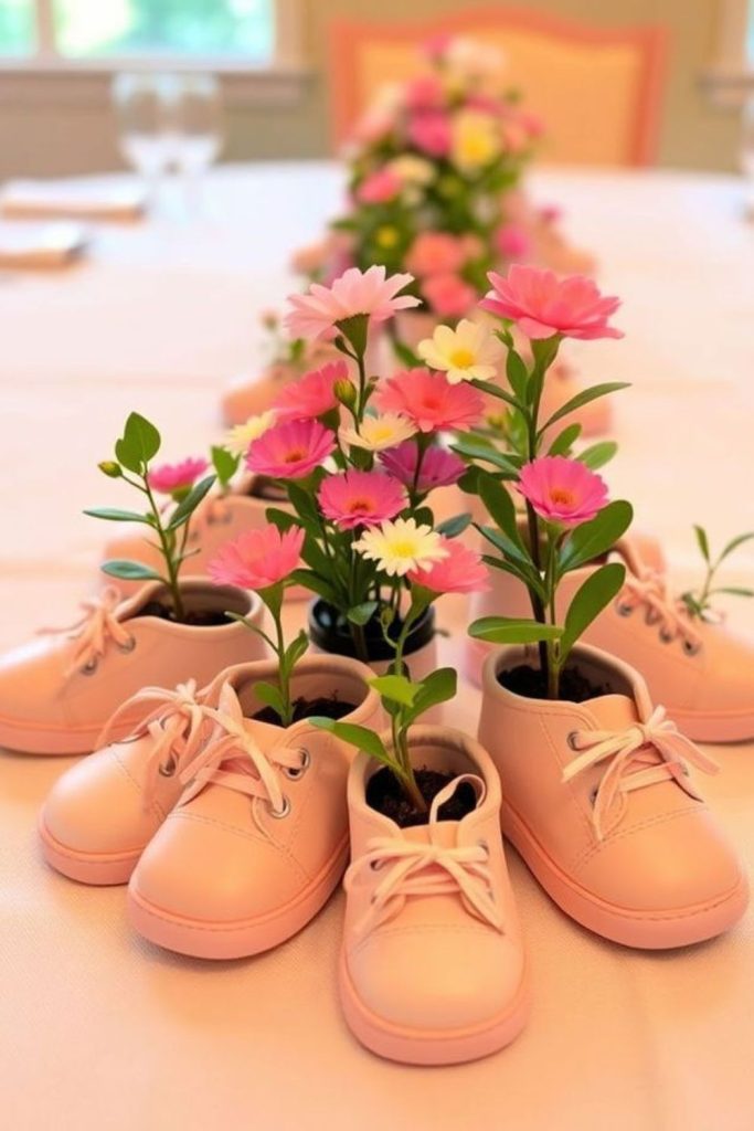 Baby bootie flower accent