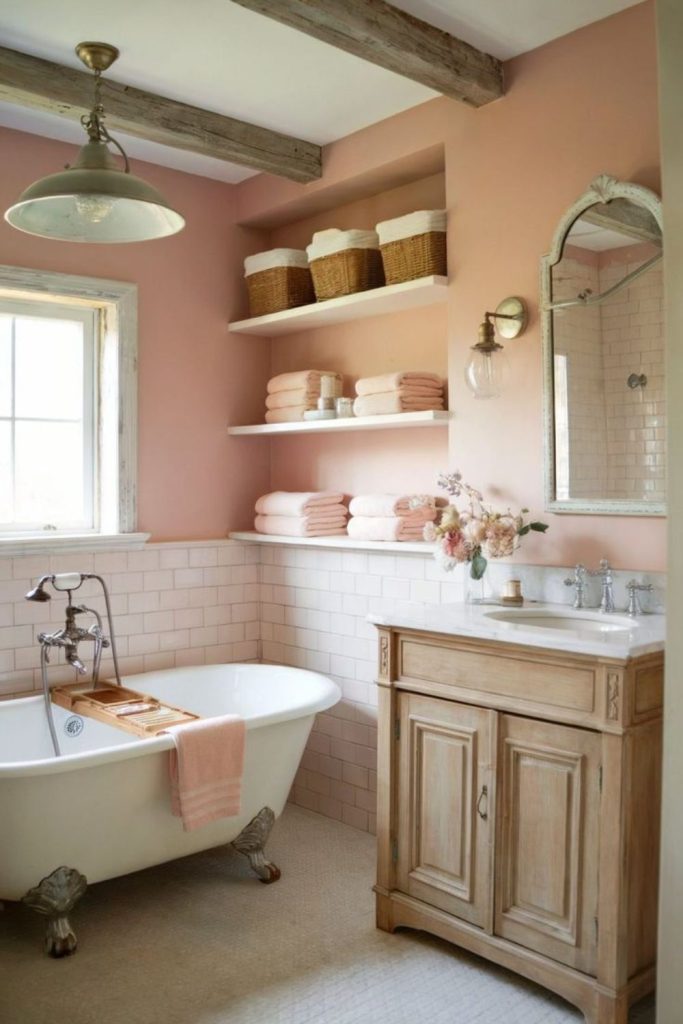Blush stone soft glow bathroom