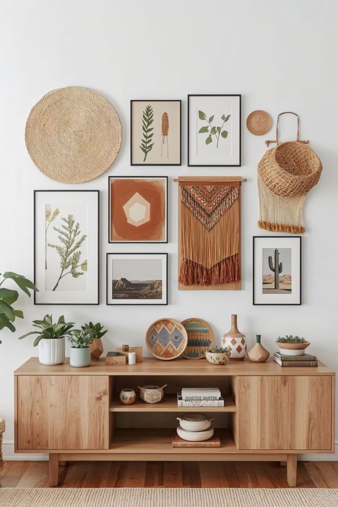 Vibrant layered prints creating cozy aesthetic.