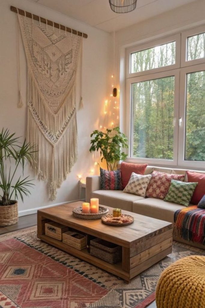 Eclectic bohemian colorful layered décor