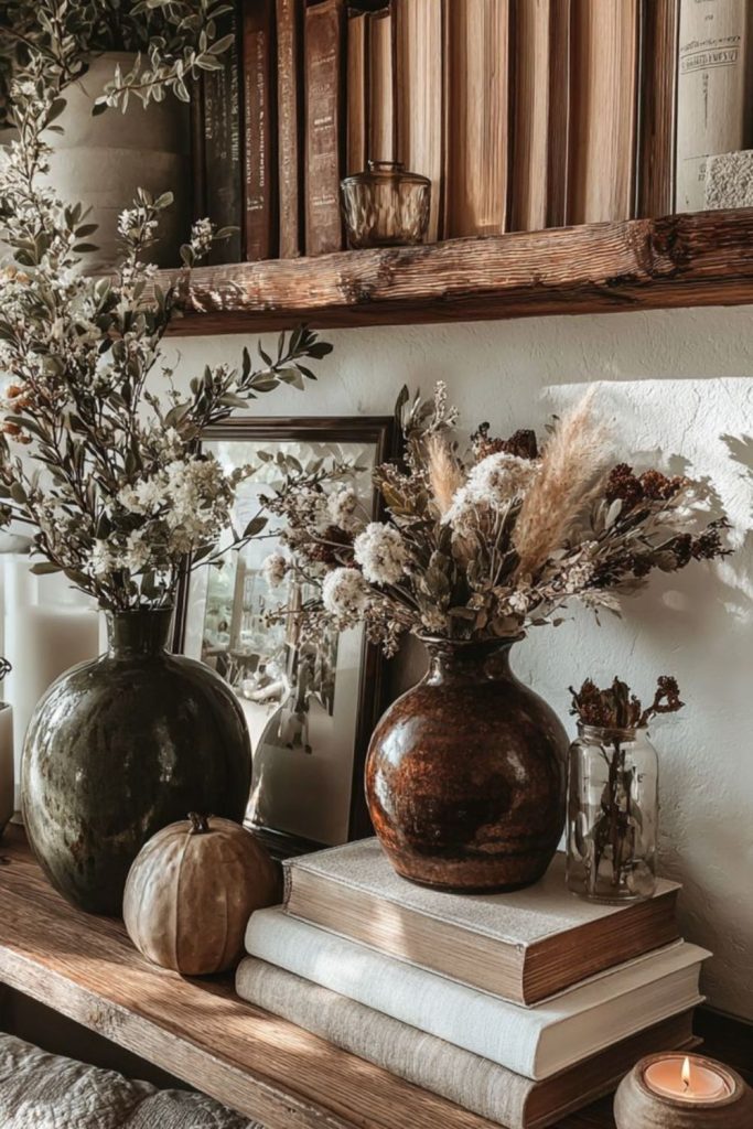 Stacked books form artistic decor