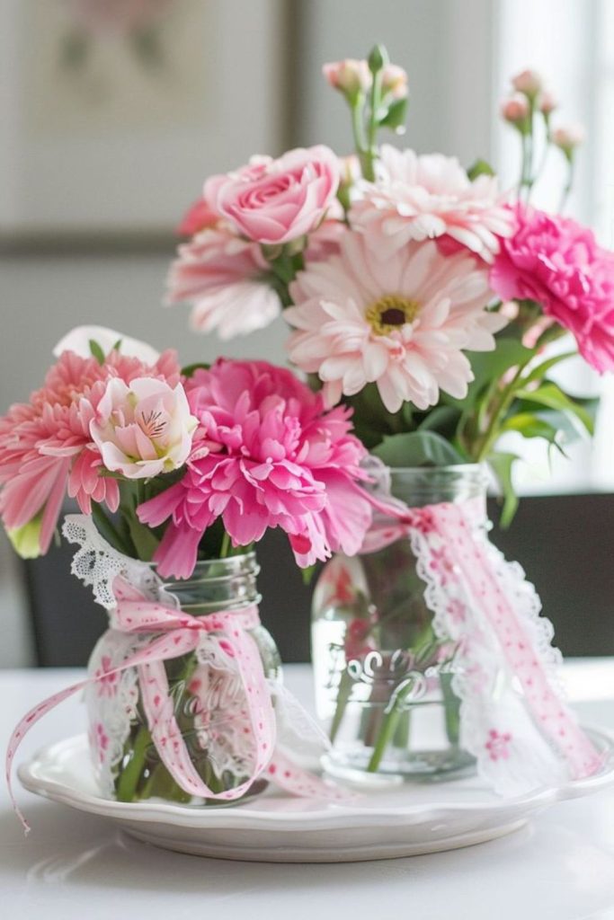 Buttercups in glowing bottles