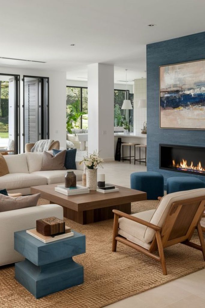 Central cluster sofa chairs focus zone