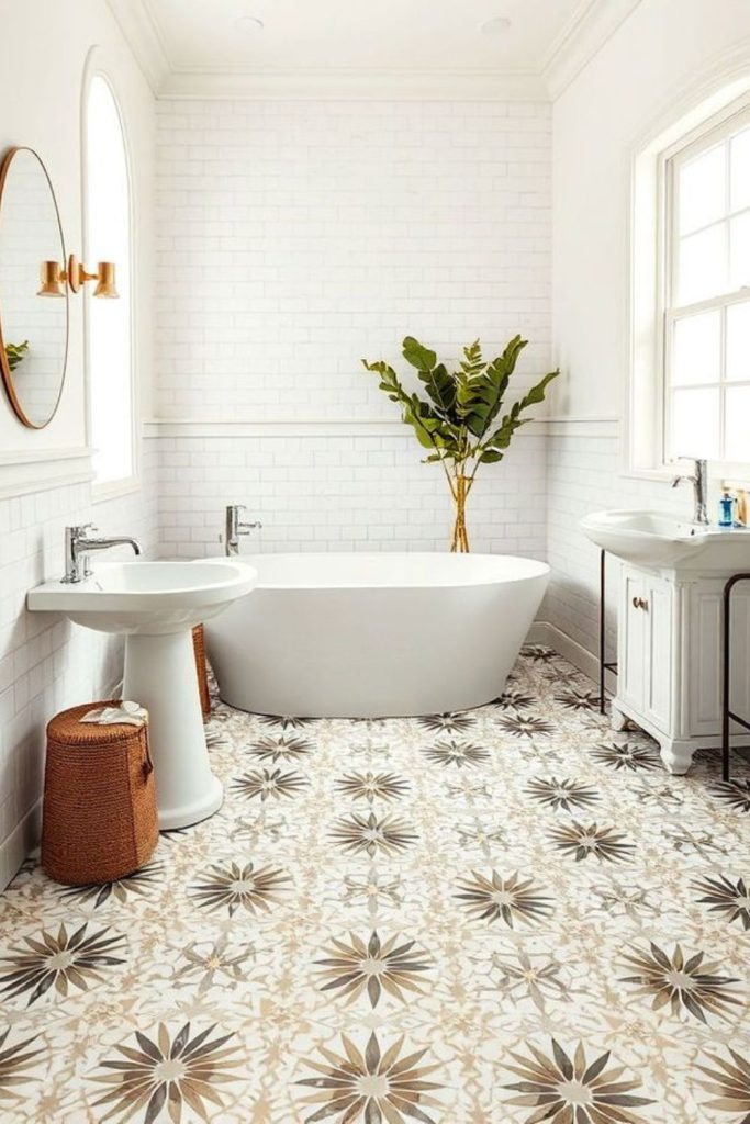 Eclectic ceramic tiles in bohemian style