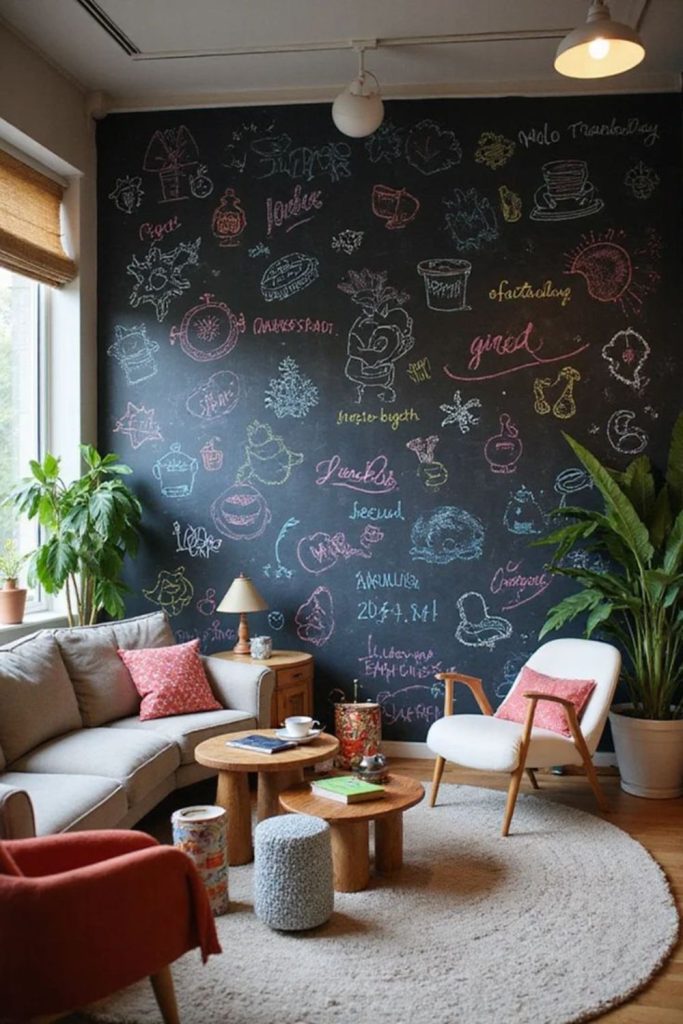 Artistic chalkboard inspired creative corner