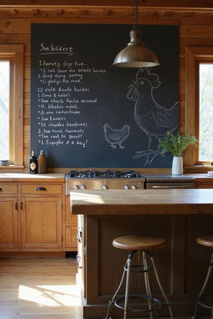 Chalkboard wall with handwritten recipes