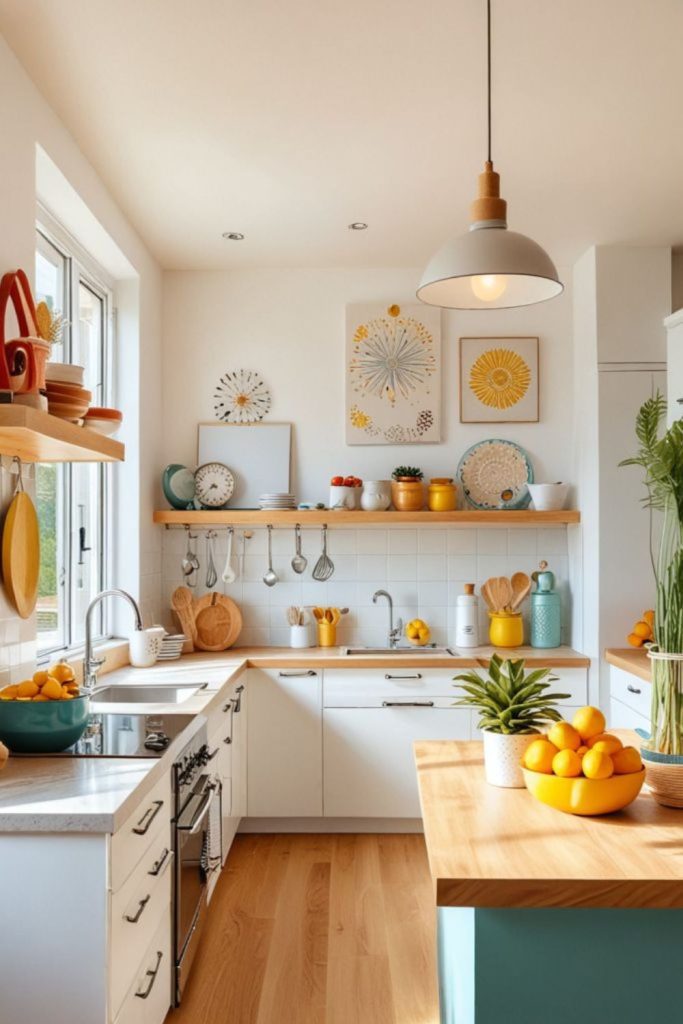 Citrus kitchen decor with bright accents.