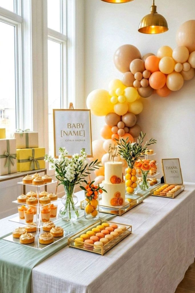 Citrus grove vibrant summer baby shower.