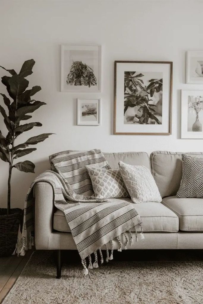 Soft cotton throw on sofa.