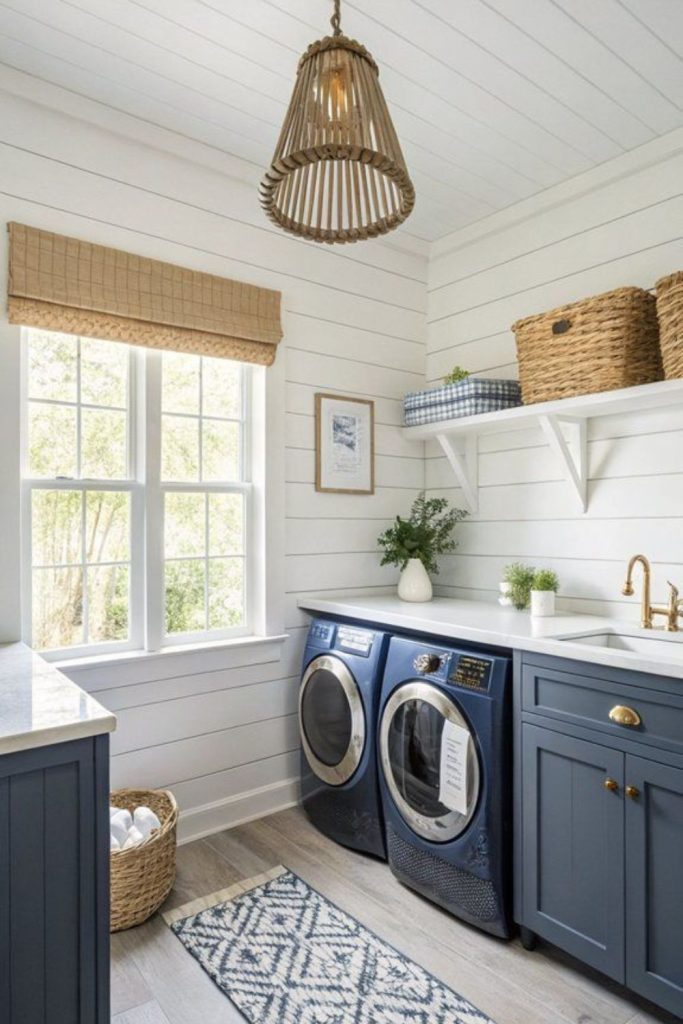 Nautical themed airy laundry