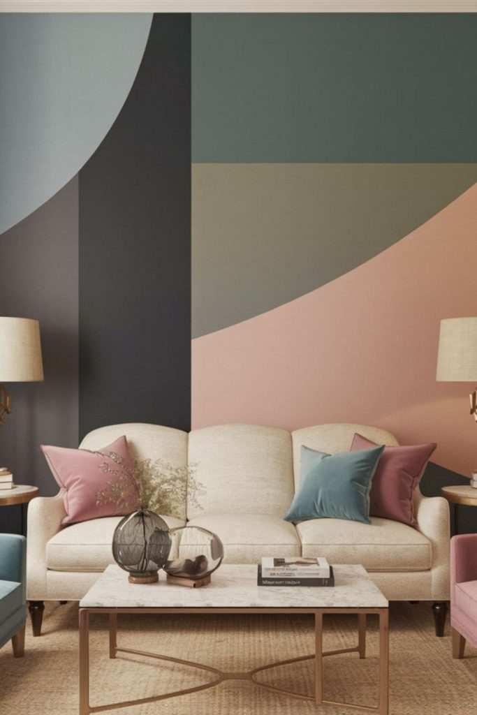 Bold color block feature wall.