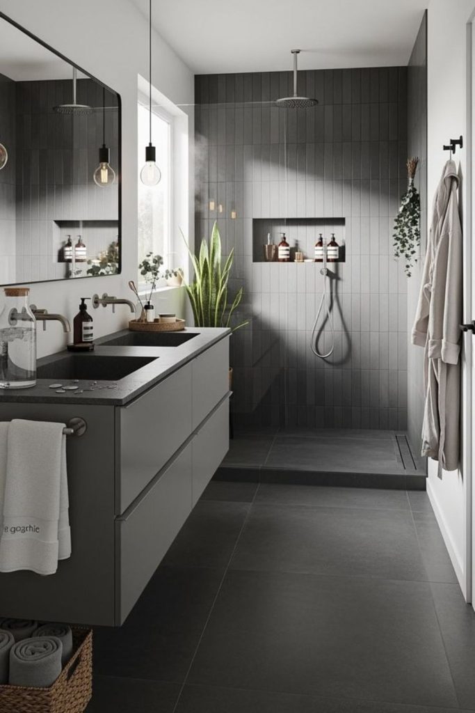 Minimalist concrete squares for modern bath