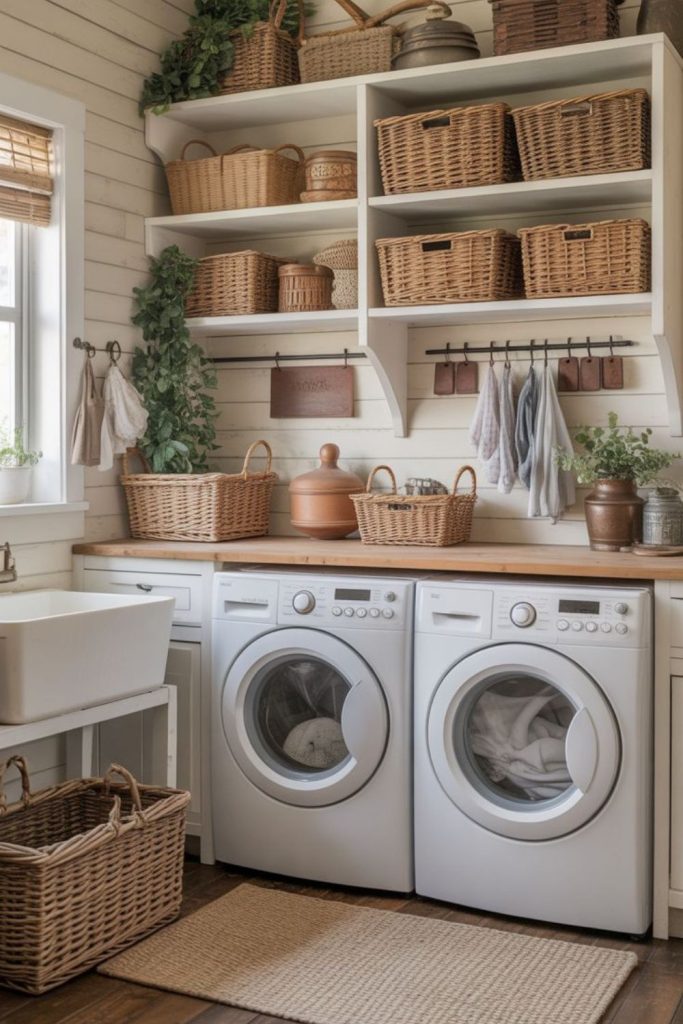 Soft cozy cottage laundry vibe