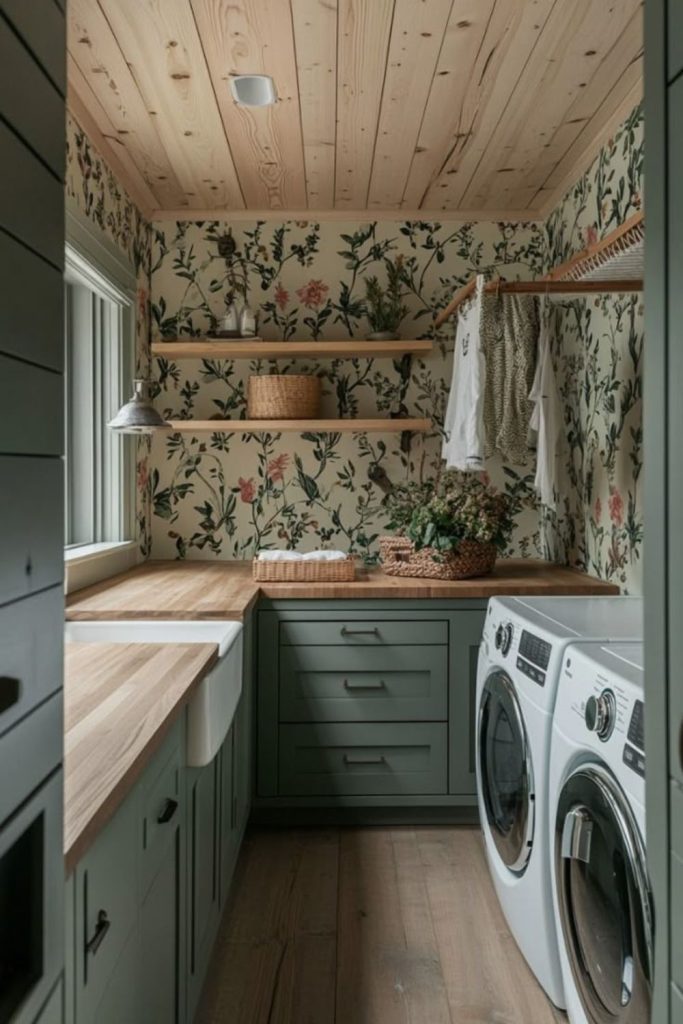 Charming pastoral cozy laundry nook
