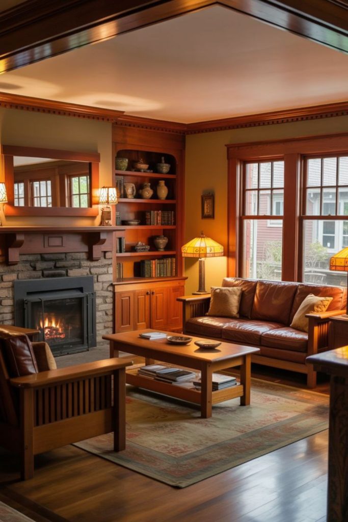 Warm craftsman style wood interior