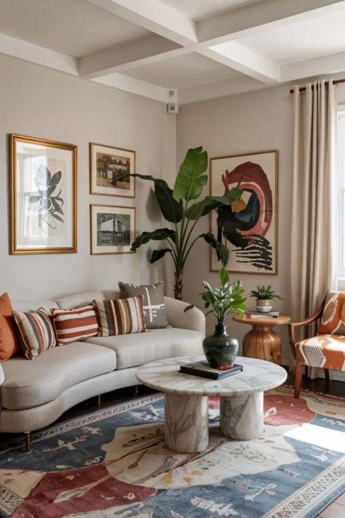 Curved sofa arc intimate seating circle