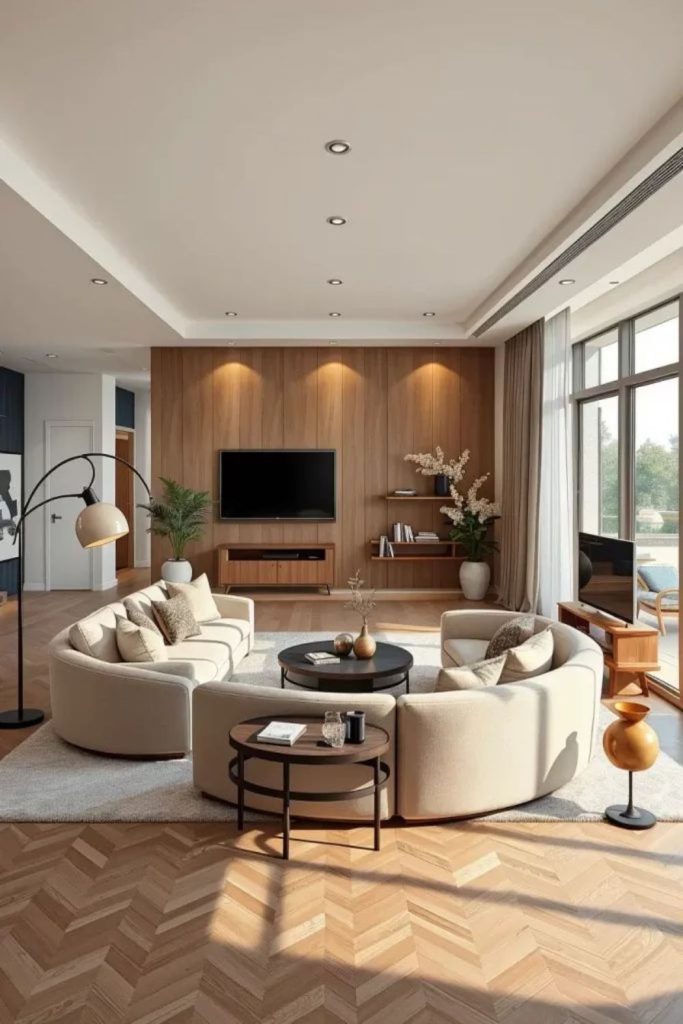 Curved intersecting furniture arcs natural flow