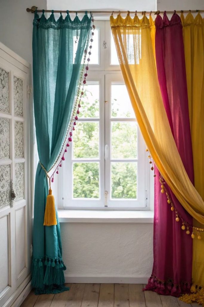 Tassels decorate curtains playfully creatively