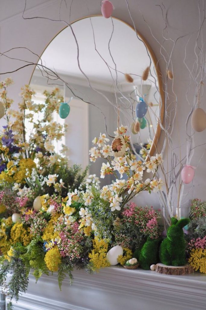 Yellow daffodils scattered dramatic arrangement