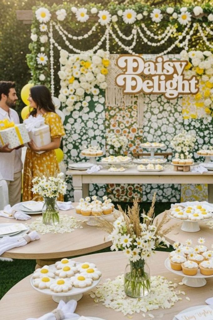 Daisy meadow floral summer baby shower.
