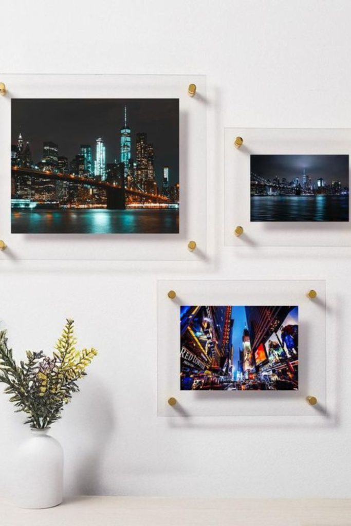 Floating acrylic transparent frame illusion wall.