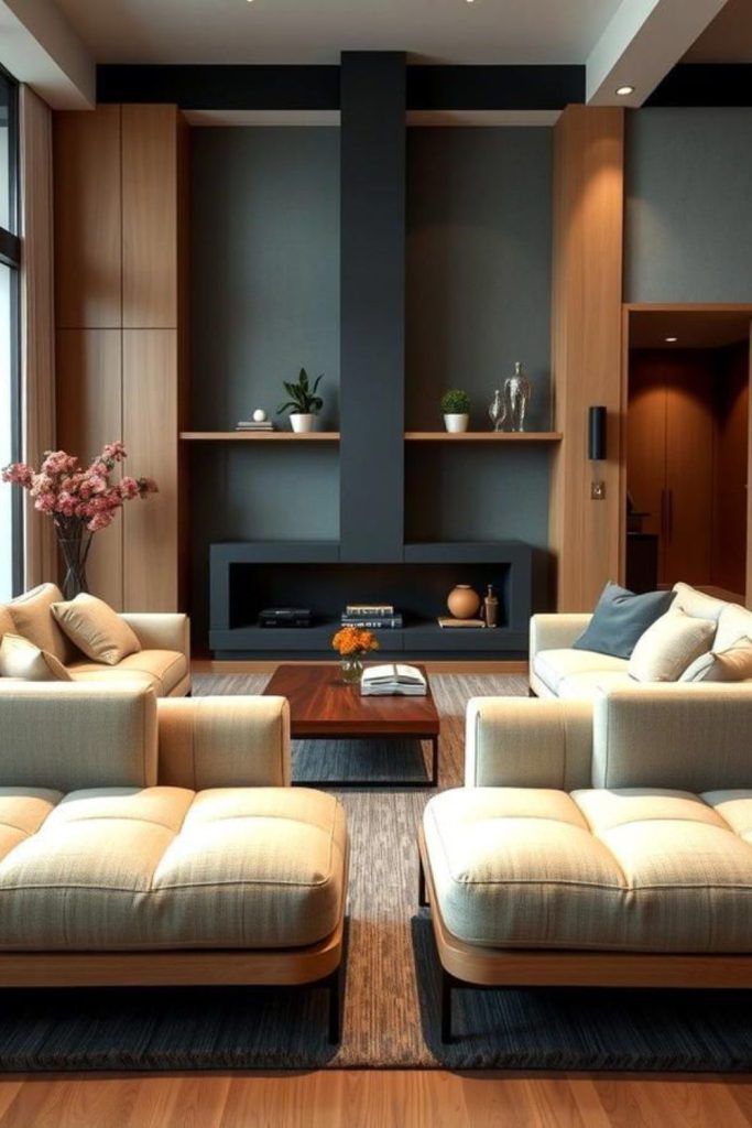 Floating conversational pods multiple seating clusters