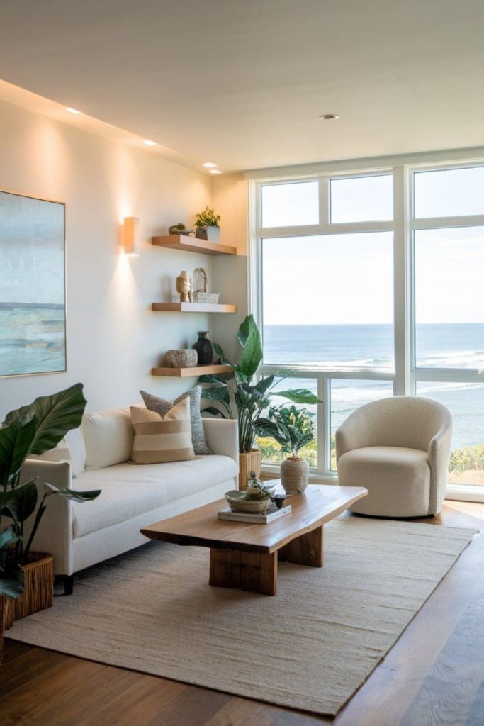 Floating sofas chairs airy open layout