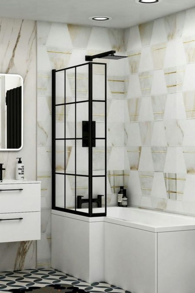 Pearl white sleek bath corner