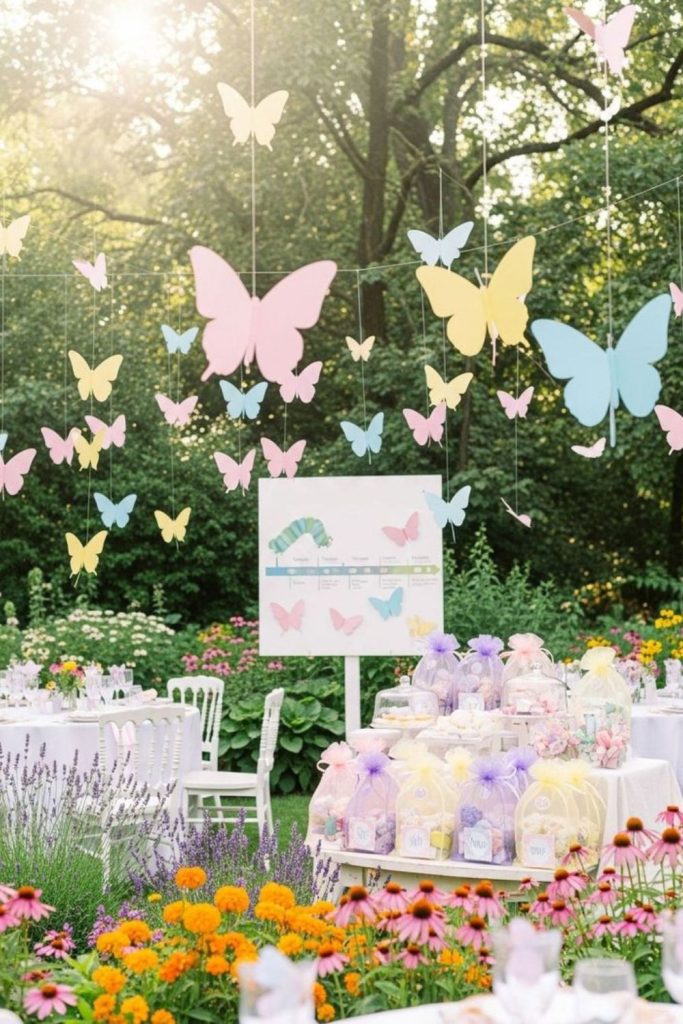 Garden butterfly whimsical summer baby shower.
