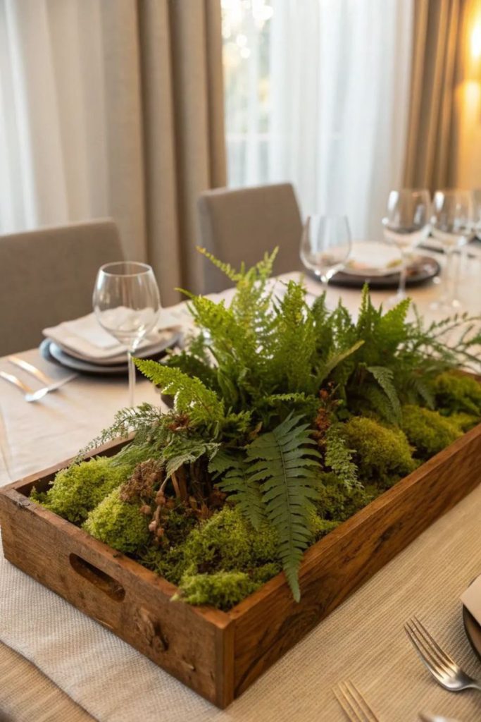 Garden centerpiece with moss elements.