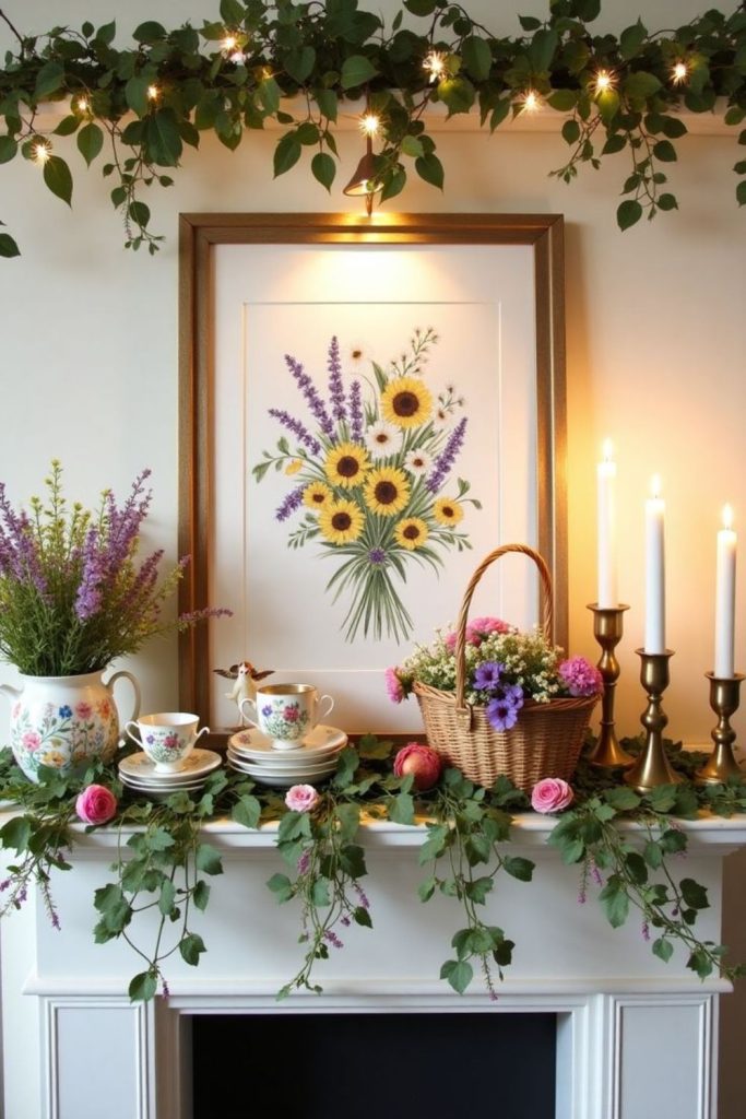 Teacups flowers miniature frogs playful